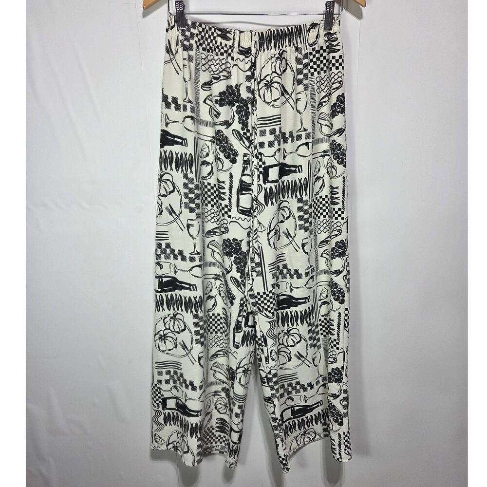 See You Monday Woman's Italian Cooking Theme Wide Leg Flowy Pants Size XL